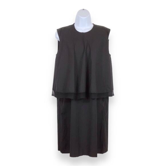 HACHE Black Cotton Layered Sleeveless Shift Midi Dress size M - Picture 1 of 8
